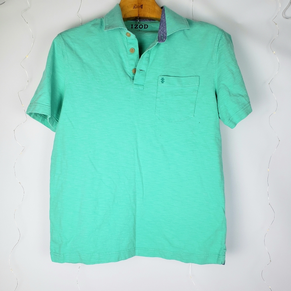 IZOD Green Polo Shirt Short Sleeve Medium